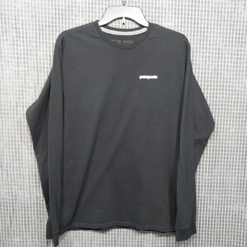 Patagonia Responsibili-Tee Long Sleeve Shirt Mens Graphic Logo M Black 38518SP23